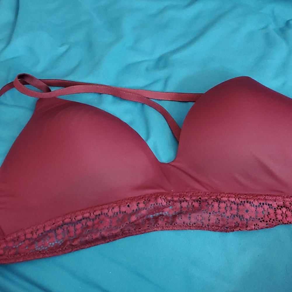 Wireless Lace Burgundy Bra